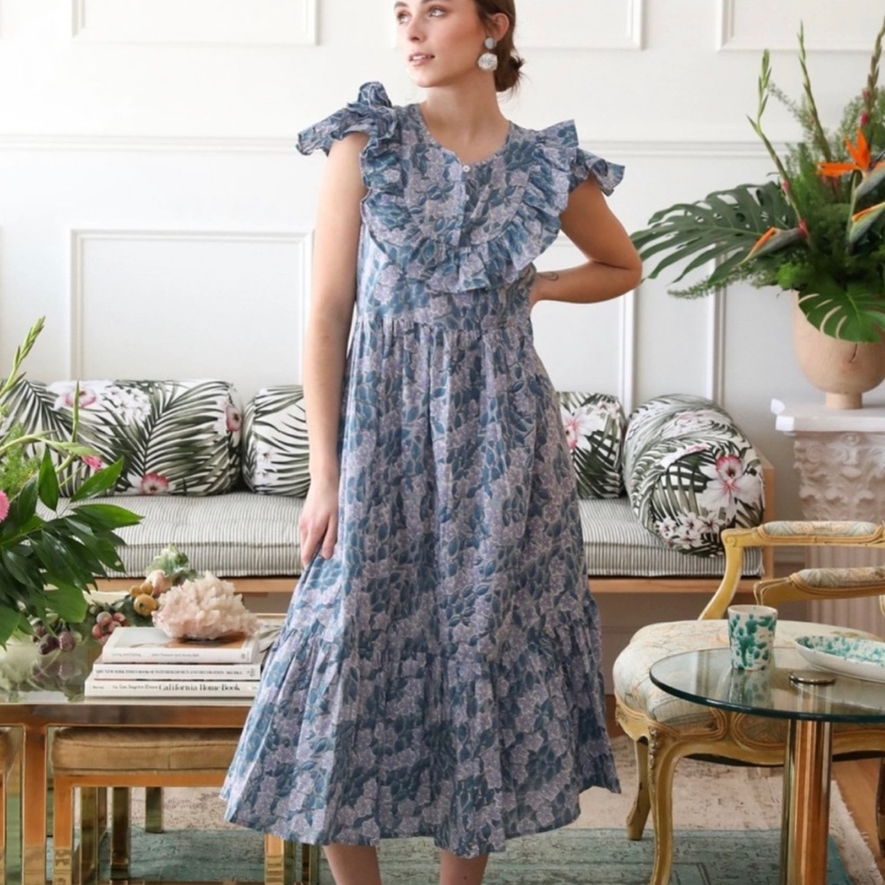Mille Clementine Dress - Blue Pansy